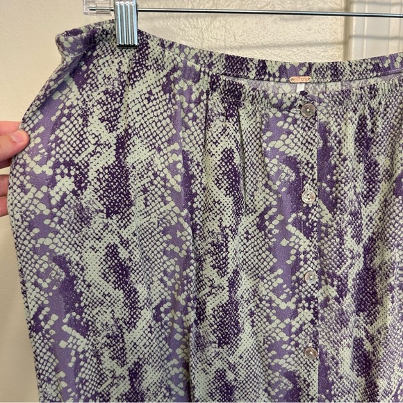 Free People Katie Button Front Reptile Print Midi Skirt Size Large - Picture 8 of 14